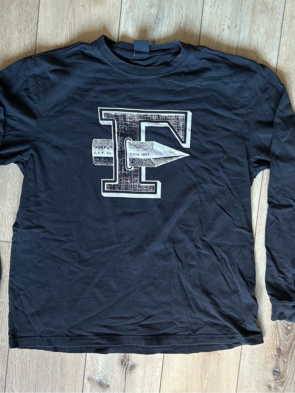 Filson Black Long-Sleeve Shirt with Distressed White 'F' Graphic